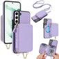 AwQuer 2 in 1 Crossbody Zipper Wallet Leather Back Phone Case, For Samsung Galaxy S22+ 5G, For Samsung Galaxy S22 5G