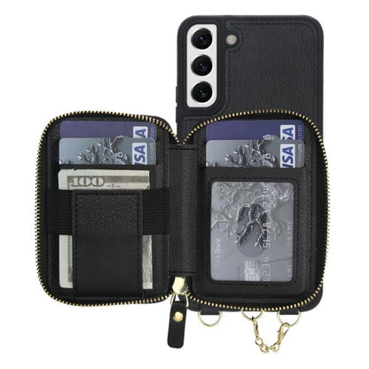 AwQuer 2 in 1 Crossbody Zipper Wallet Leather Back Phone Case, For Samsung Galaxy S22+ 5G, For Samsung Galaxy S22 5G