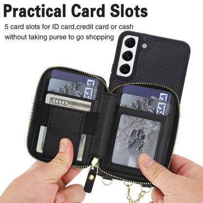 AwQuer 2 in 1 Crossbody Zipper Wallet Leather Back Phone Case, For Samsung Galaxy S22+ 5G, For Samsung Galaxy S22 5G