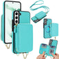 AwQuer 2 in 1 Crossbody Zipper Wallet Leather Back Phone Case, For Samsung Galaxy S22+ 5G, For Samsung Galaxy S22 5G