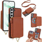 AwQuer 2 in 1 Crossbody Zipper Wallet Leather Back Phone Case, For Samsung Galaxy S22+ 5G, For Samsung Galaxy S22 5G