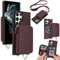 AwQuer 2 in 1 Crossbody Zipper Wallet Leather Back Phone Case, For Samsung Galaxy S24 Ultra 5G, For Samsung Galaxy S23 FE 5G, For Samsung Galaxy S23 Ultra 5G, For Samsung Galaxy S23+ 5G, For Samsung Galaxy S23 5G, For Samsung Galaxy S22 Ultra 5G