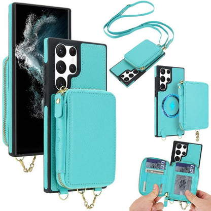 AwQuer 2 in 1 Crossbody Zipper Wallet Leather Back Phone Case, For Samsung Galaxy S24 Ultra 5G, For Samsung Galaxy S23 FE 5G, For Samsung Galaxy S23 Ultra 5G, For Samsung Galaxy S23+ 5G, For Samsung Galaxy S23 5G, For Samsung Galaxy S22 Ultra 5G