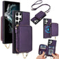AwQuer 2 in 1 Crossbody Zipper Wallet Leather Back Phone Case, For Samsung Galaxy S24 Ultra 5G, For Samsung Galaxy S23 FE 5G, For Samsung Galaxy S23 Ultra 5G, For Samsung Galaxy S23+ 5G, For Samsung Galaxy S23 5G, For Samsung Galaxy S22 Ultra 5G