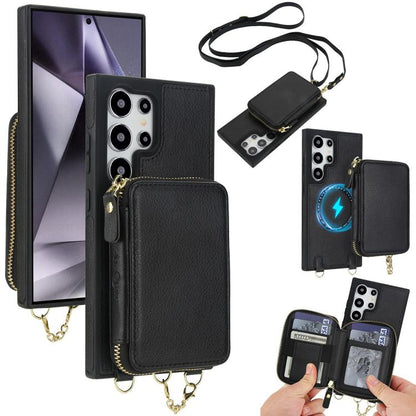 AwQuer 2 in 1 Crossbody Zipper Wallet Leather Back Phone Case, For Samsung Galaxy S24 Ultra 5G, For Samsung Galaxy S23 FE 5G, For Samsung Galaxy S23 Ultra 5G, For Samsung Galaxy S23+ 5G, For Samsung Galaxy S23 5G, For Samsung Galaxy S22 Ultra 5G