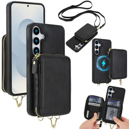 AwQuer 2 in 1 Crossbody Zipper Wallet Leather Back Phone Case, For Samsung Galaxy S24 Ultra 5G, For Samsung Galaxy S23 FE 5G, For Samsung Galaxy S23 Ultra 5G, For Samsung Galaxy S23+ 5G, For Samsung Galaxy S23 5G, For Samsung Galaxy S22 Ultra 5G
