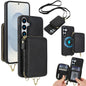 AwQuer 2 in 1 Crossbody Zipper Wallet Leather Back Phone Case, For Samsung Galaxy S25 FE 5G, For Samsung Galaxy S25 Edge 5G, For Samsung Galaxy S24 / S25 5G, For Samsung Galaxy S24+ / S25+ 5G, For Samsung Galaxy S25 Ultra 5G, For Samsung Galaxy S24 FE 5G