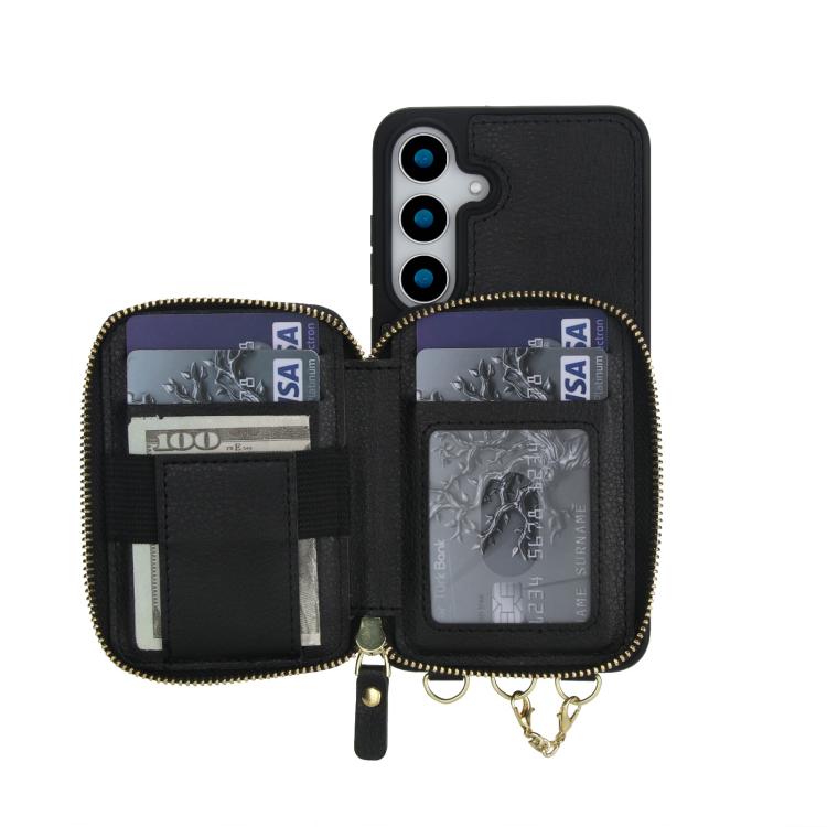 AwQuer 2 in 1 Crossbody Zipper Wallet Leather Back Phone Case, For Samsung Galaxy S25 FE 5G, For Samsung Galaxy S25 Edge 5G, For Samsung Galaxy S24 / S25 5G, For Samsung Galaxy S24+ / S25+ 5G, For Samsung Galaxy S25 Ultra 5G, For Samsung Galaxy S24 FE 5G