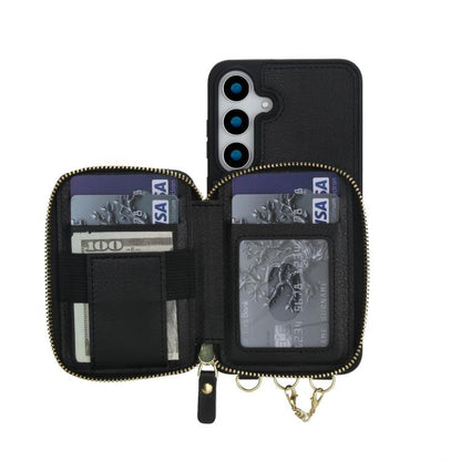 AwQuer 2 in 1 Crossbody Zipper Wallet Leather Back Phone Case, For Samsung Galaxy S25 FE 5G, For Samsung Galaxy S25 Edge 5G, For Samsung Galaxy S24 / S25 5G, For Samsung Galaxy S24+ / S25+ 5G, For Samsung Galaxy S25 Ultra 5G, For Samsung Galaxy S24 FE 5G