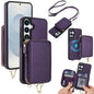 AwQuer 2 in 1 Crossbody Zipper Wallet Leather Back Phone Case, For Samsung Galaxy S25 FE 5G, For Samsung Galaxy S25 Edge 5G, For Samsung Galaxy S24 / S25 5G, For Samsung Galaxy S24+ / S25+ 5G, For Samsung Galaxy S25 Ultra 5G, For Samsung Galaxy S24 FE 5G