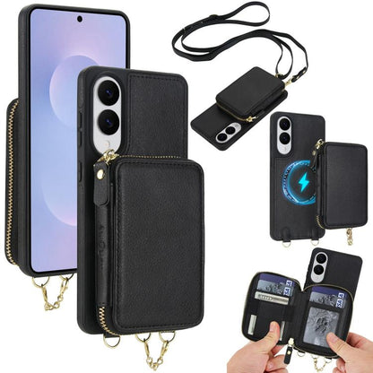 AwQuer 2 in 1 Crossbody Zipper Wallet Leather Back Phone Case, For Samsung Galaxy S25 FE 5G, For Samsung Galaxy S25 Edge 5G, For Samsung Galaxy S24 / S25 5G, For Samsung Galaxy S24+ / S25+ 5G, For Samsung Galaxy S25 Ultra 5G, For Samsung Galaxy S24 FE 5G