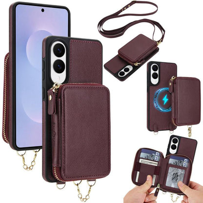 AwQuer 2 in 1 Crossbody Zipper Wallet Leather Back Phone Case, For Samsung Galaxy S25 FE 5G, For Samsung Galaxy S25 Edge 5G, For Samsung Galaxy S24 / S25 5G, For Samsung Galaxy S24+ / S25+ 5G, For Samsung Galaxy S25 Ultra 5G, For Samsung Galaxy S24 FE 5G