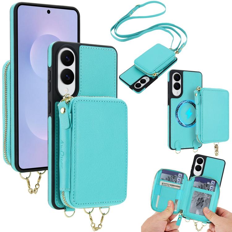 AwQuer 2 in 1 Crossbody Zipper Wallet Leather Back Phone Case, For Samsung Galaxy S25 FE 5G, For Samsung Galaxy S25 Edge 5G, For Samsung Galaxy S24 / S25 5G, For Samsung Galaxy S24+ / S25+ 5G, For Samsung Galaxy S25 Ultra 5G, For Samsung Galaxy S24 FE 5G
