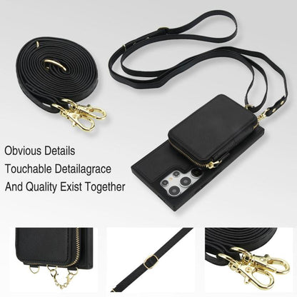 AwQuer 2 in 1 Crossbody Zipper Wallet Leather Back Phone Case, For Samsung Galaxy S24 Ultra 5G, For Samsung Galaxy S23 FE 5G, For Samsung Galaxy S23 Ultra 5G, For Samsung Galaxy S23+ 5G, For Samsung Galaxy S23 5G, For Samsung Galaxy S22 Ultra 5G