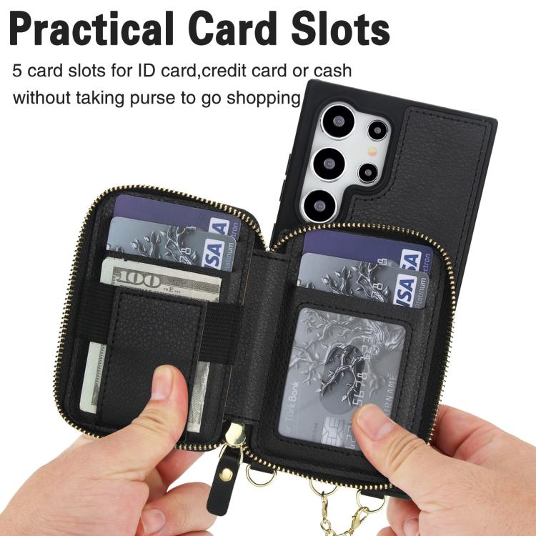 AwQuer 2 in 1 Crossbody Zipper Wallet Leather Back Phone Case, For Samsung Galaxy S24 Ultra 5G, For Samsung Galaxy S23 FE 5G, For Samsung Galaxy S23 Ultra 5G, For Samsung Galaxy S23+ 5G, For Samsung Galaxy S23 5G, For Samsung Galaxy S22 Ultra 5G