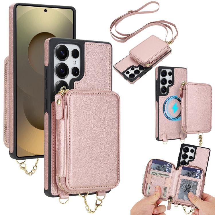 AwQuer 2 in 1 Crossbody Zipper Wallet Leather Back Phone Case, For Samsung Galaxy S25 FE 5G, For Samsung Galaxy S25 Edge 5G, For Samsung Galaxy S24 / S25 5G, For Samsung Galaxy S24+ / S25+ 5G, For Samsung Galaxy S25 Ultra 5G, For Samsung Galaxy S24 FE 5G