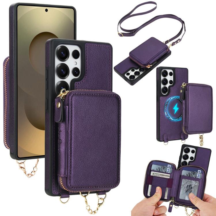 AwQuer 2 in 1 Crossbody Zipper Wallet Leather Back Phone Case, For Samsung Galaxy S25 FE 5G, For Samsung Galaxy S25 Edge 5G, For Samsung Galaxy S24 / S25 5G, For Samsung Galaxy S24+ / S25+ 5G, For Samsung Galaxy S25 Ultra 5G, For Samsung Galaxy S24 FE 5G