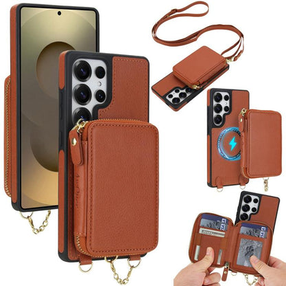 AwQuer 2 in 1 Crossbody Zipper Wallet Leather Back Phone Case, For Samsung Galaxy S25 FE 5G, For Samsung Galaxy S25 Edge 5G, For Samsung Galaxy S24 / S25 5G, For Samsung Galaxy S24+ / S25+ 5G, For Samsung Galaxy S25 Ultra 5G, For Samsung Galaxy S24 FE 5G