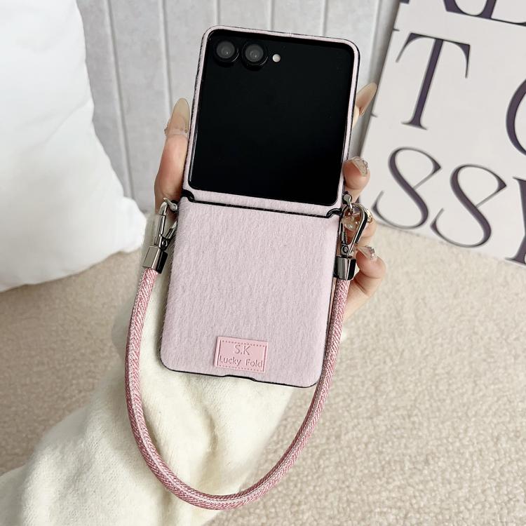 Nameplate Style Plush Side Buckle Phone Case with Strap