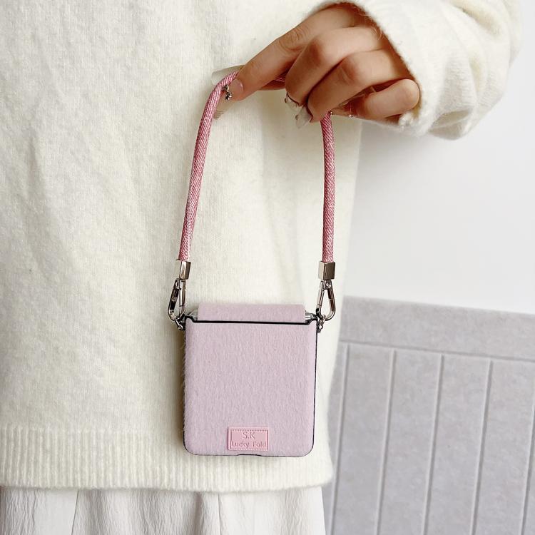 Nameplate Style Plush Side Buckle Phone Case with Strap