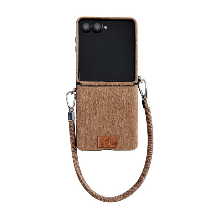 Nameplate Style Plush Side Buckle Phone Case with Strap