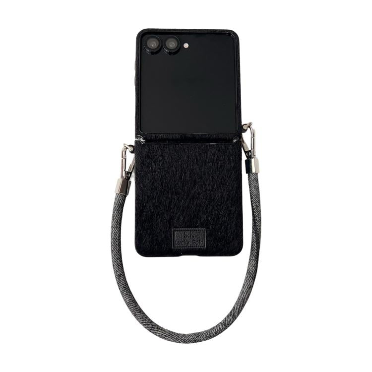 Nameplate Style Plush Side Buckle Phone Case with Strap