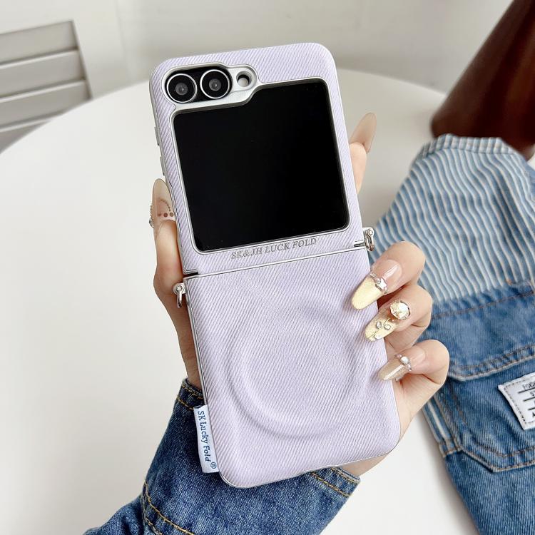 Silver Edge Side Buckle Denim Textured MagSafe Magnetic Phone Case