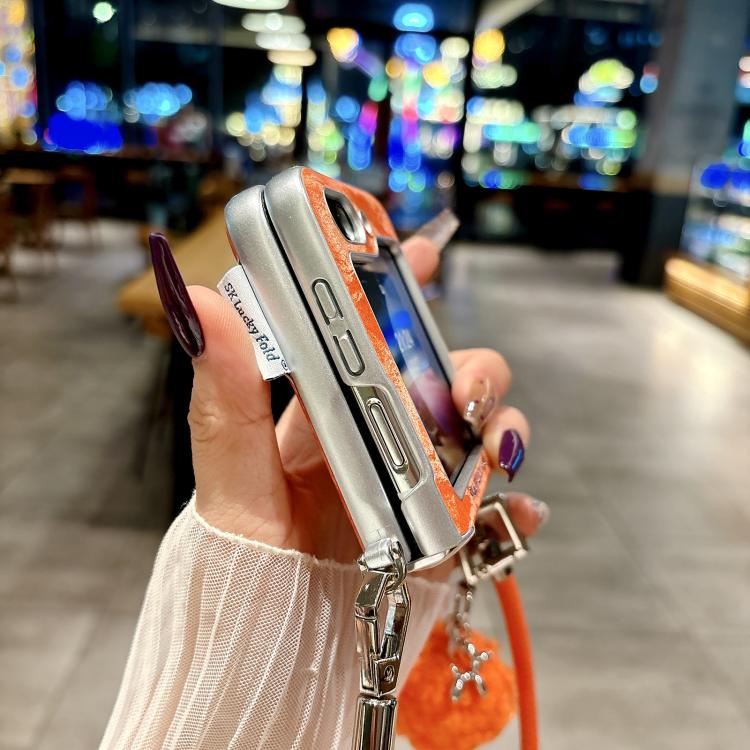 Nameplate Style Silver Edge Side Buckle Shimmering Velvet MagSafe Magnetic Phone Case, For Samsung Galaxy Z Flip6 5G / Flip7 FE, For Samsung Galaxy Z Flip7 5G, For Samsung Galaxy Z Flip5 5G