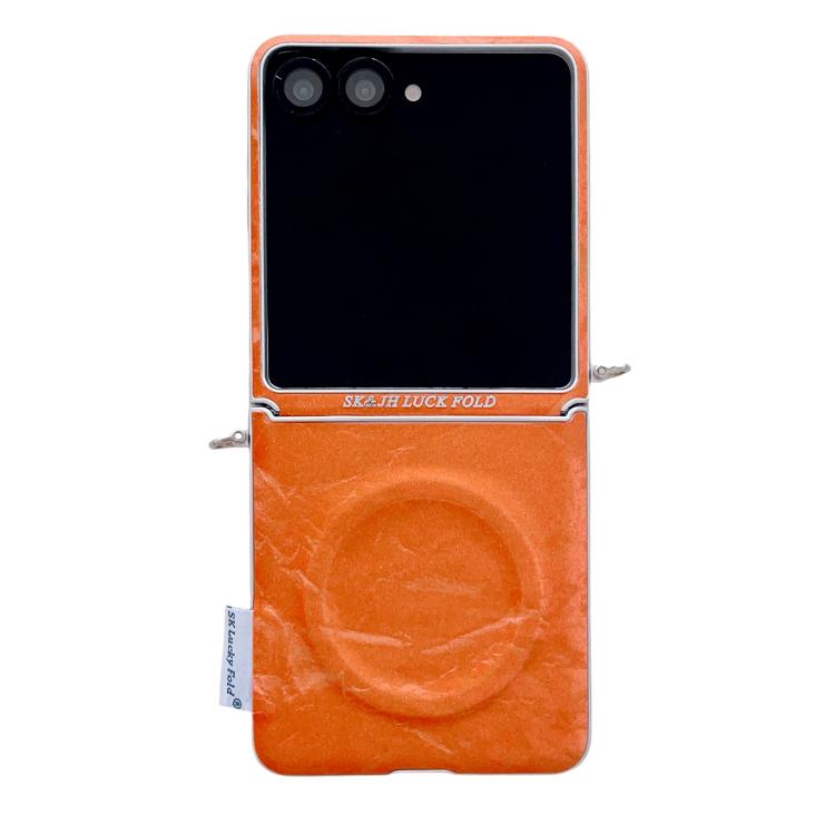 Nameplate Style Silver Edge Side Buckle Shimmering Velvet MagSafe Magnetic Phone Case, For Samsung Galaxy Z Flip6 5G / Flip7 FE, For Samsung Galaxy Z Flip7 5G, For Samsung Galaxy Z Flip5 5G