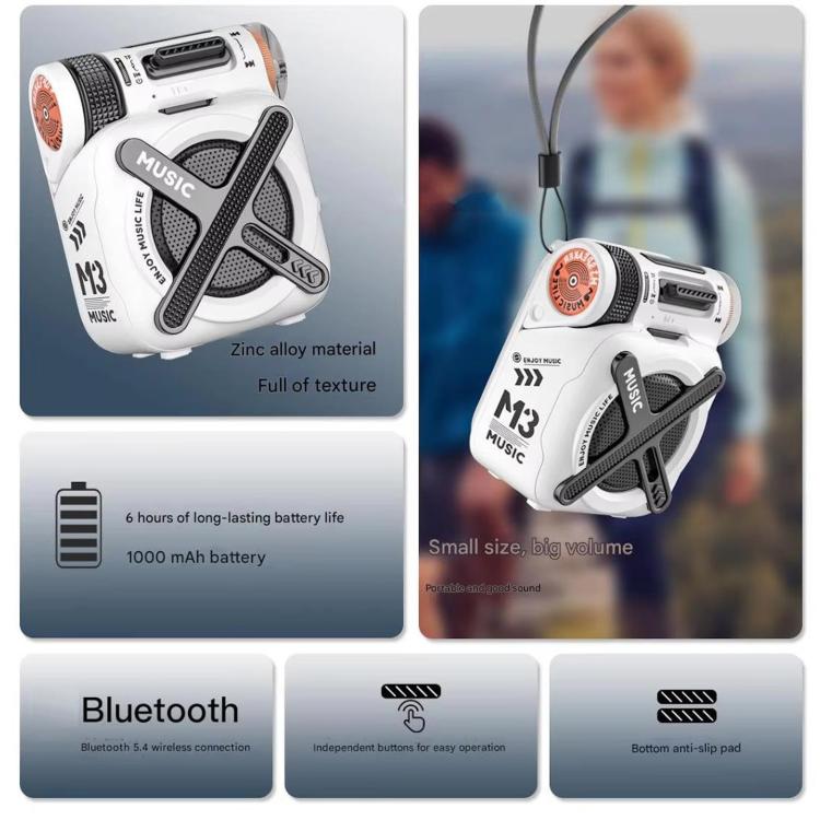 M3 Portable Outdoor Aluminum Alloy Mini Speaker Supports TF Card