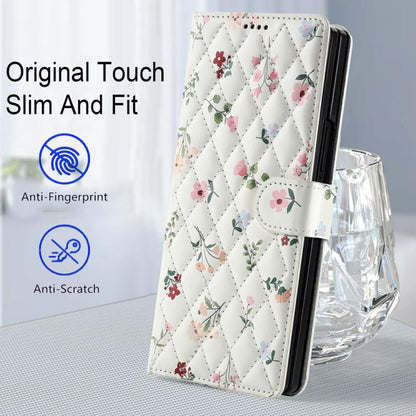 Flower Pattern Buckle Leather Phone Case with Lanyard, For Samsung Galaxy Z Fold7 5G, For Samsung Galaxy Z Fold6, For Samsung Galaxy Z Fold5, For Samsung Galaxy Z Fold4