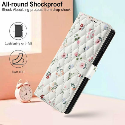 Flower Pattern Buckle Leather Phone Case with Lanyard, For Samsung Galaxy Z Fold7 5G, For Samsung Galaxy Z Fold6, For Samsung Galaxy Z Fold5, For Samsung Galaxy Z Fold4