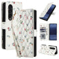 Flower Pattern Buckle Leather Phone Case with Lanyard, For Samsung Galaxy Z Fold7 5G, For Samsung Galaxy Z Fold6, For Samsung Galaxy Z Fold5, For Samsung Galaxy Z Fold4