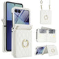 Integrated Rhombic Texture Ring RFID Card Bag Phone Case with Long Lanyard, For Galaxy Z Flip8 5G, For Samsung Galaxy Z Flip7 5G, For Samsung Galaxy Z Flip6 5G, For Samsung Galaxy Z Flip5 5G, For Samsung Galaxy Z Flip4 5G, For Samsung Galaxy Z Flip3 5G