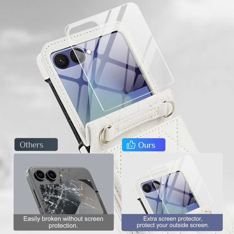 Integrated Rhombic Texture Ring RFID Card Bag Phone Case with Long Lanyard