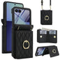 Integrated Rhombic Texture Ring RFID Card Bag Phone Case with Long Lanyard, For Galaxy Z Flip8 5G, For Samsung Galaxy Z Flip7 5G, For Samsung Galaxy Z Flip6 5G, For Samsung Galaxy Z Flip5 5G, For Samsung Galaxy Z Flip4 5G, For Samsung Galaxy Z Flip3 5G