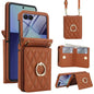 Integrated Rhombic Texture Ring RFID Card Bag Phone Case with Long Lanyard, For Galaxy Z Flip8 5G, For Samsung Galaxy Z Flip7 5G, For Samsung Galaxy Z Flip6 5G, For Samsung Galaxy Z Flip5 5G, For Samsung Galaxy Z Flip4 5G, For Samsung Galaxy Z Flip3 5G