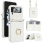 Integrated Rhombic Texture Ring RFID Card Bag Phone Case with Long Lanyard, For Galaxy Z Flip8 5G, For Samsung Galaxy Z Flip7 5G, For Samsung Galaxy Z Flip6 5G, For Samsung Galaxy Z Flip5 5G, For Samsung Galaxy Z Flip4 5G, For Samsung Galaxy Z Flip3 5G