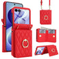 Integrated Rhombic Texture Ring RFID Card Bag Phone Case with Long Lanyard, For Galaxy Z Flip8 5G, For Samsung Galaxy Z Flip7 5G, For Samsung Galaxy Z Flip6 5G, For Samsung Galaxy Z Flip5 5G, For Samsung Galaxy Z Flip4 5G, For Samsung Galaxy Z Flip3 5G
