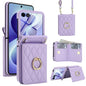 Integrated Rhombic Texture Ring RFID Card Bag Phone Case with Long Lanyard, For Galaxy Z Flip8 5G, For Samsung Galaxy Z Flip7 5G, For Samsung Galaxy Z Flip6 5G, For Samsung Galaxy Z Flip5 5G, For Samsung Galaxy Z Flip4 5G, For Samsung Galaxy Z Flip3 5G