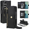 Seven Card Slots Zipper Wallet Leather Phone Case with Lanyard, For Samsung Galaxy Z Fold7 5G