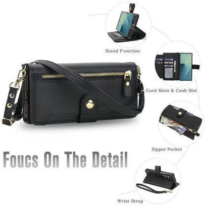 Seven Card Slots Zipper Wallet Leather Phone Case with Lanyard, For Samsung Galaxy Z Fold7 5G