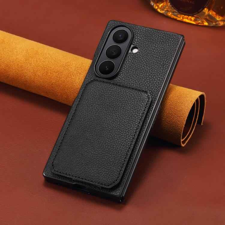 D04 Calf Texture Dual Card Slot Holder Phone Case, For Samsung Galaxy Z Fold7 5G, For Samsung Galaxy Z Fold6 5G, For Samsung Galaxy Z Fold5 5G