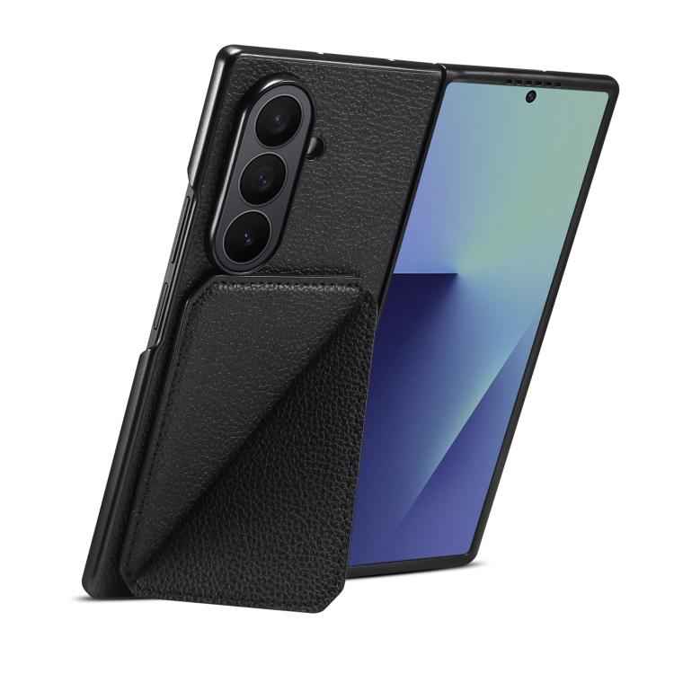 D04 Calf Texture Dual Card Slot Holder Phone Case, For Samsung Galaxy Z Fold7 5G, For Samsung Galaxy Z Fold6 5G, For Samsung Galaxy Z Fold5 5G