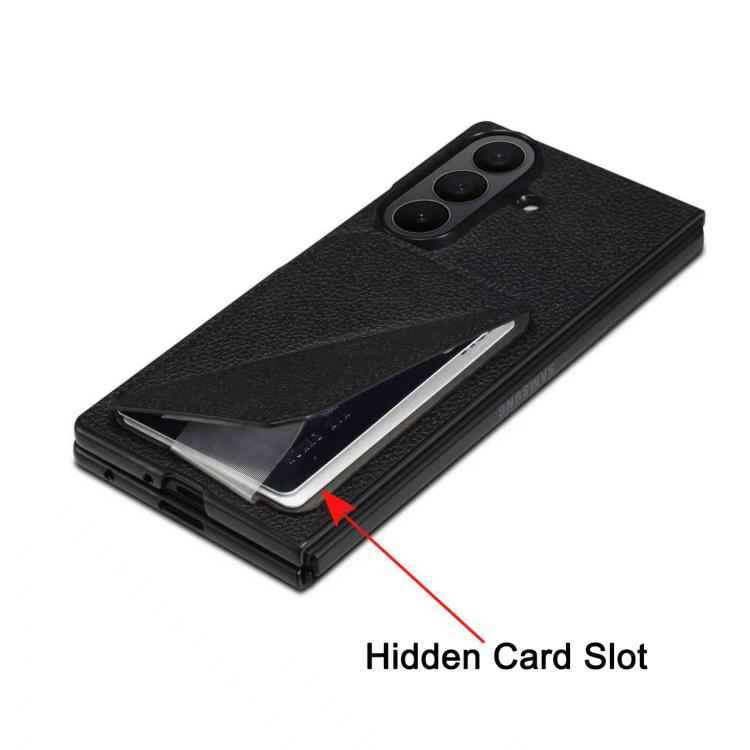 D04 Calf Texture Dual Card Slot Holder Phone Case, For Samsung Galaxy Z Fold7 5G, For Samsung Galaxy Z Fold6 5G, For Samsung Galaxy Z Fold5 5G