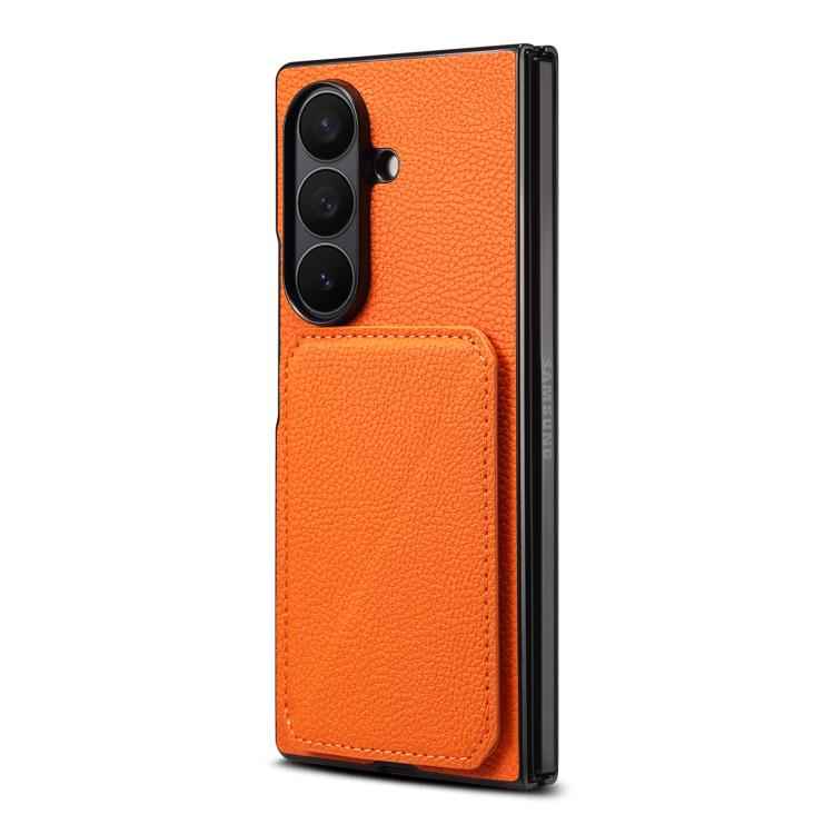 D04 Calf Texture Dual Card Slot Holder Phone Case, For Samsung Galaxy Z Fold7 5G, For Samsung Galaxy Z Fold6 5G, For Samsung Galaxy Z Fold5 5G