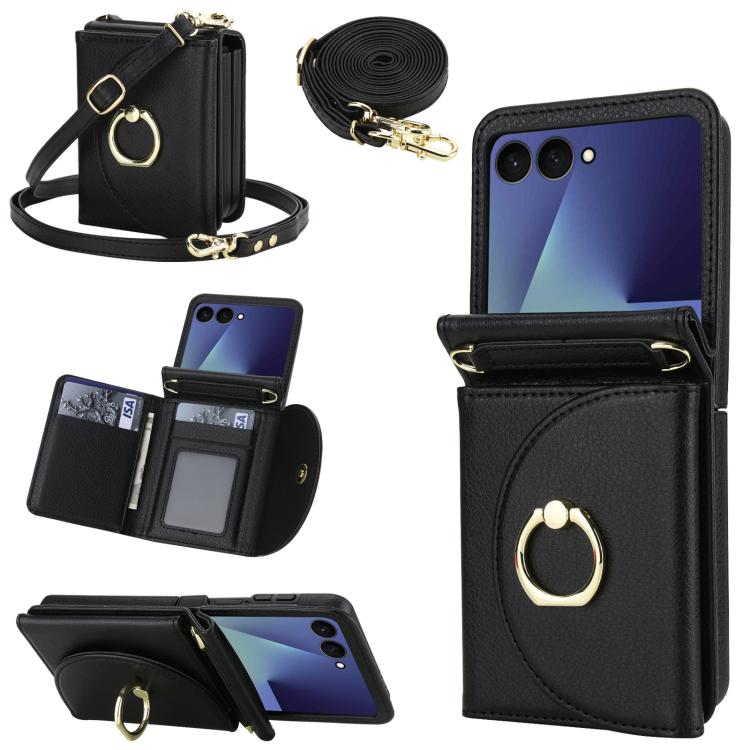 YM029 Fold Crossbody Ring Clasp RFID Wallet Phone Case, For Samsung Galaxy Z Flip7 5G