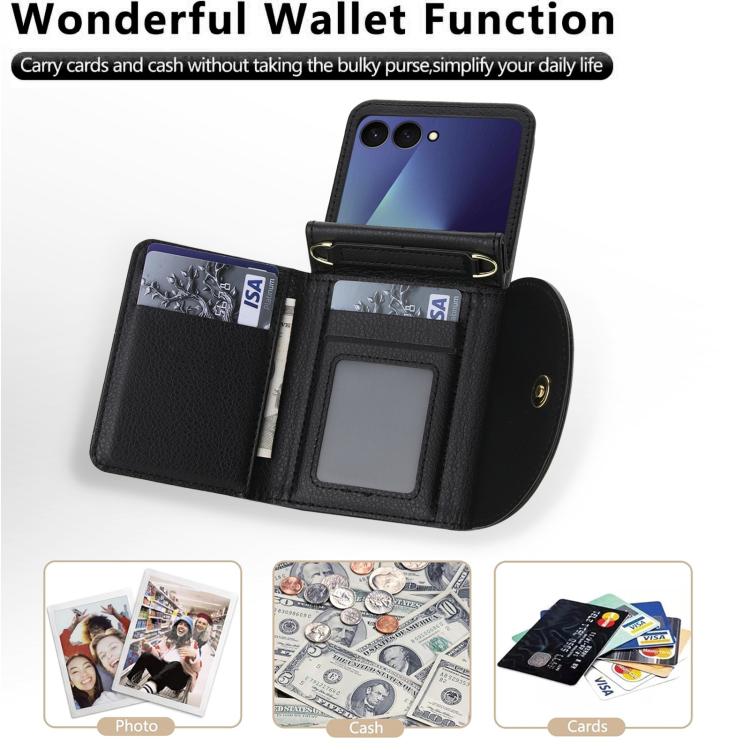YM029 Fold Crossbody Ring Clasp RFID Wallet Phone Case, For Samsung Galaxy Z Flip7 5G
