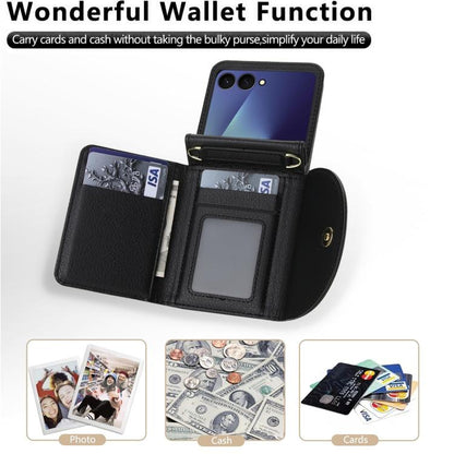 YM029 Fold Crossbody Ring Clasp RFID Wallet Phone Case, For Samsung Galaxy Z Flip7 5G