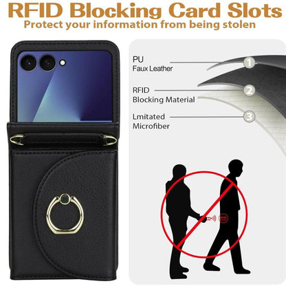 YM029 Fold Crossbody Ring Clasp RFID Wallet Phone Case, For Samsung Galaxy Z Flip7 5G